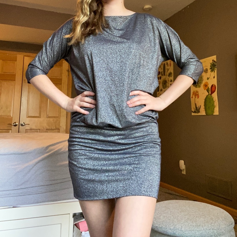 WHBM Sparkly Silver Dress